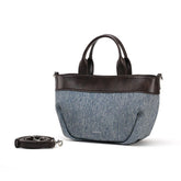 Bolsa Tiracolo Feminina Pequena de Couro Azul Croissant