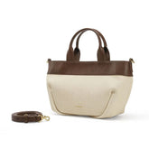 Bolsa Tiracolo Feminina Pequena de Couro Bege Croissant