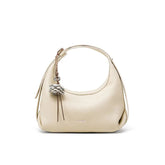 Bolsa Transversal Bege Feminina Pequena de Couro Margarida