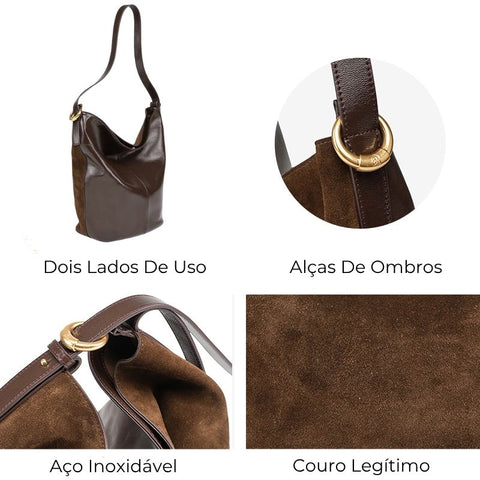 Bolsa Shopping Grande de Couro Feminina Marrom Agata