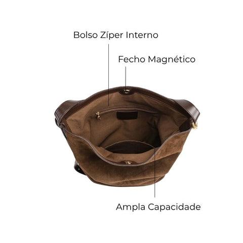 Bolsa Shopping Grande de Couro Feminina Marrom Agata