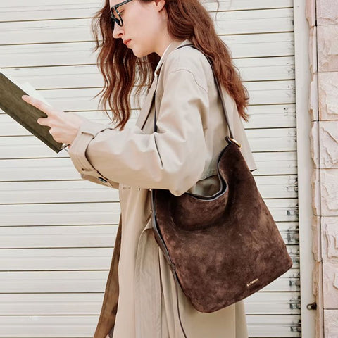 Bolsa Shopping Grande de Couro Feminina Marrom Agata