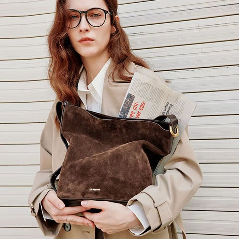 Bolsa Shopping Grande de Couro Feminina Marrom Agata