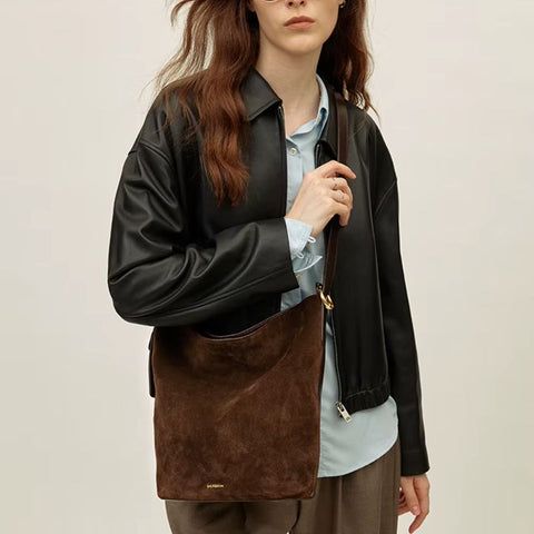 Bolsa Shopping Grande de Couro Feminina Marrom Agata