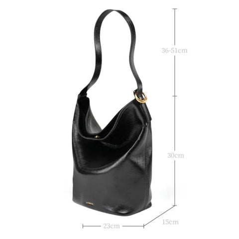 Bolsa Shopping Grande de Couro Feminina Preta Agata