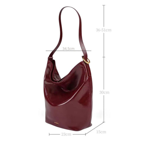 Bolsa Shopping Grande de Couro Feminina Vinho Agata