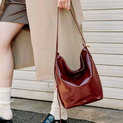 Bolsa Shopping Grande de Couro Feminina Vinho Agata