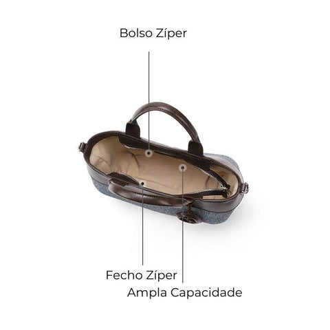 Bolsa Tiracolo Feminina Pequena de Couro Bege Croissant