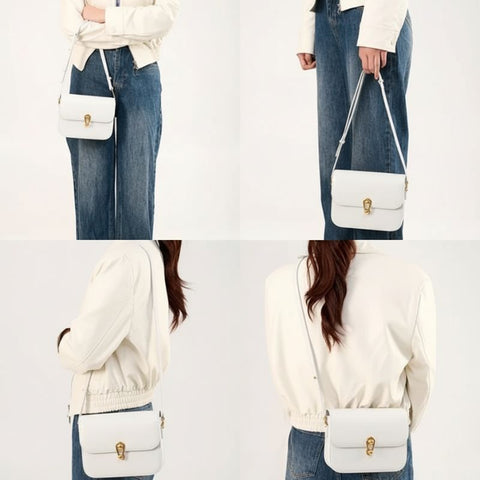 Bolsa Tiracolo Feminina Pequena de Couro Branca Anarri