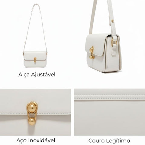 Bolsa Tiracolo Feminina Pequena de Couro Branca Anarri
