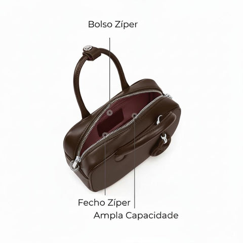 Bolsa Tiracolo Feminina Pequena de Couro Chocolate Ciabatta
