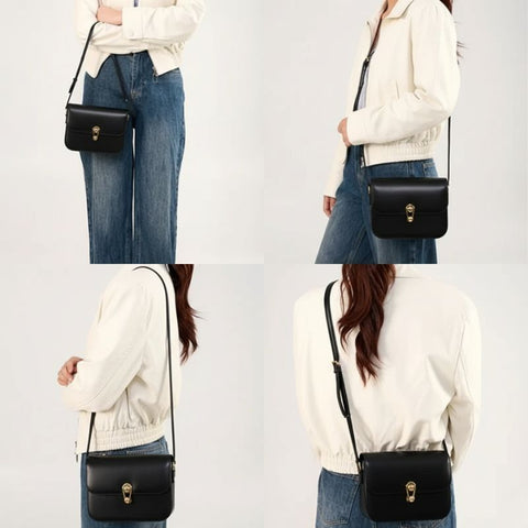 Bolsa Tiracolo Feminina Pequena de Couro Preta Anarri