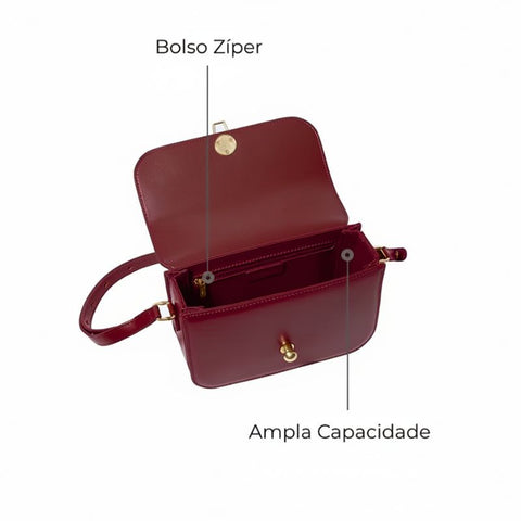Bolsa Tiracolo Feminina Pequena de Couro Vinho Anarri