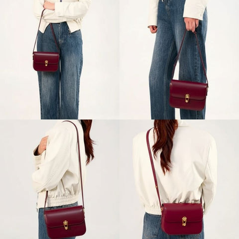 Bolsa Tiracolo Feminina Pequena de Couro Vinho Anarri