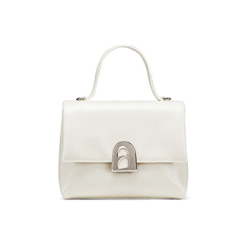 Bolsa Tiracolo Off White Feminina Pequena de Couro Maria