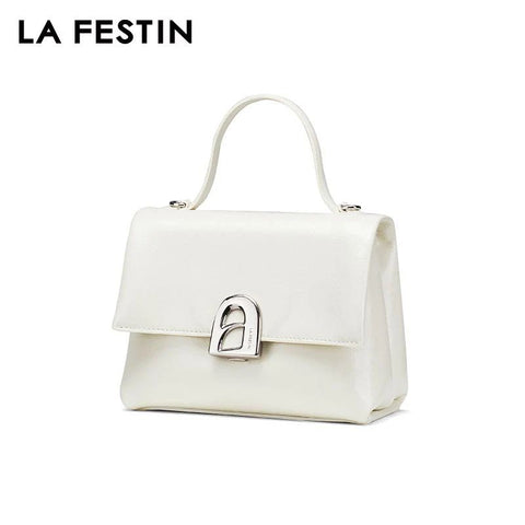 Bolsa Tiracolo Off White Feminina Pequena de Couro Maria