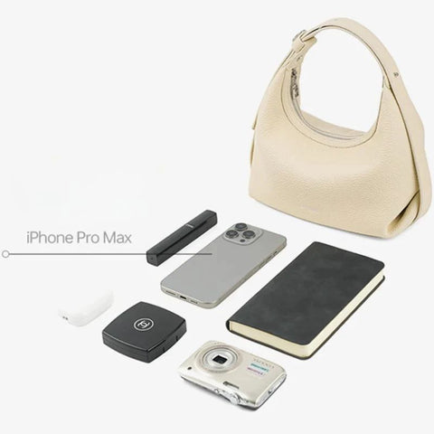 Bolsa Transversal Bege Feminina Pequena de Couro Margarida