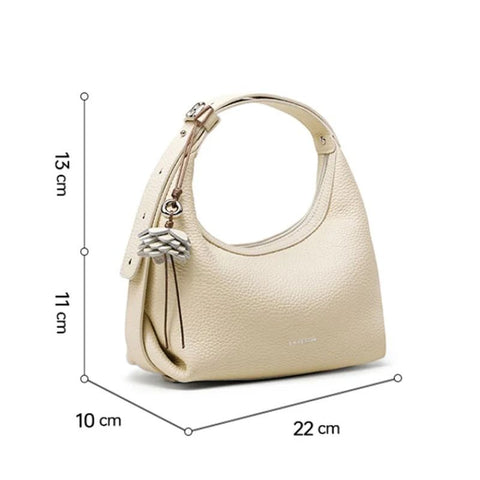 Bolsa Transversal Bege Feminina Pequena de Couro Margarida