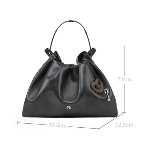 Bolsa Transversal Feminina Média de Couro Preta Brioche