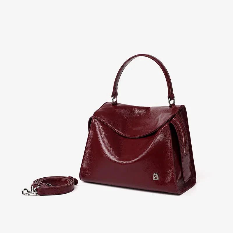 Bolsa Transversal Feminina Média de Couro Vinho Gabi
