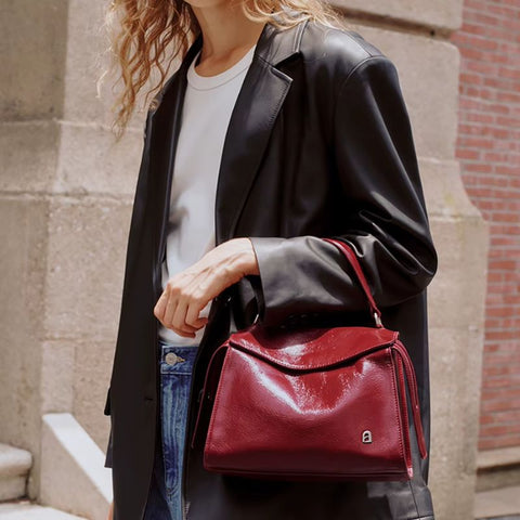 Bolsa Transversal Feminina Média de Couro Vinho Gabi