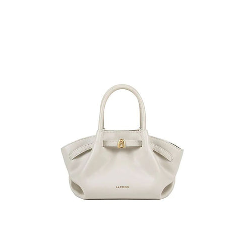 Bolsa Transversal Feminina Pequena de Couro Bege Xica