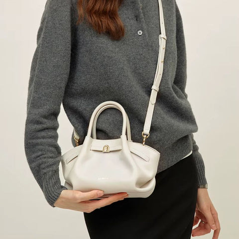 Bolsa Transversal Feminina Pequena de Couro Bege Xica