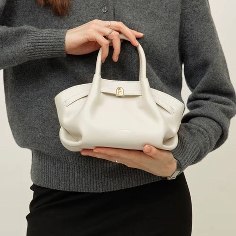 Bolsa Transversal Feminina Pequena de Couro Bege Xica