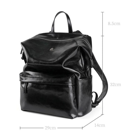 Mochila Feminina Preta de Couro Grande Pamela